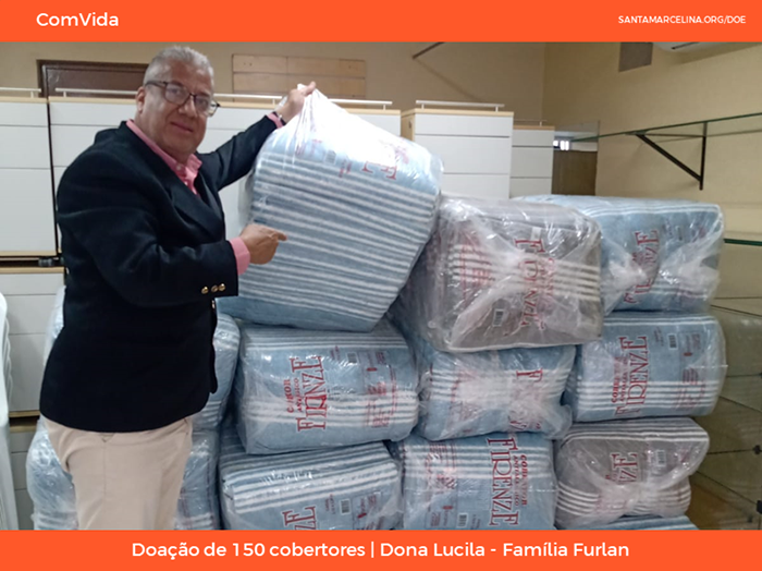 Doação de 150 cobertores_Dona Lucila - Família Furlan copiar